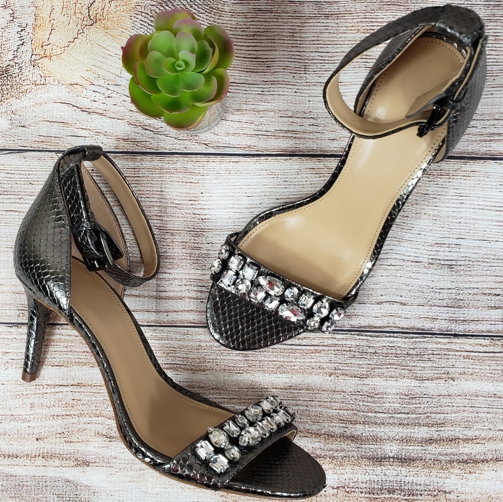 Michael Kors Leather Metallic Rhinestone Heels 7
